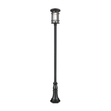 Z-Lite Jordan 1 Light Outdoor Post Mounted Fixture, Black And Clear Seedy 570PHXL-518P-BK